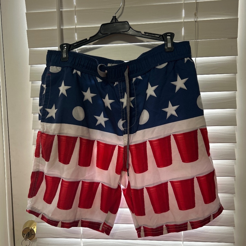 Beer pong swimming trunks